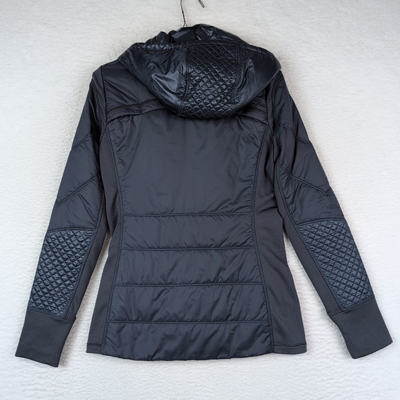 Athleta Rock Ridge Primaloft Quilted Jacket Sz XS Hooded Astronomy Grey 350851 - Picture 5 of 10